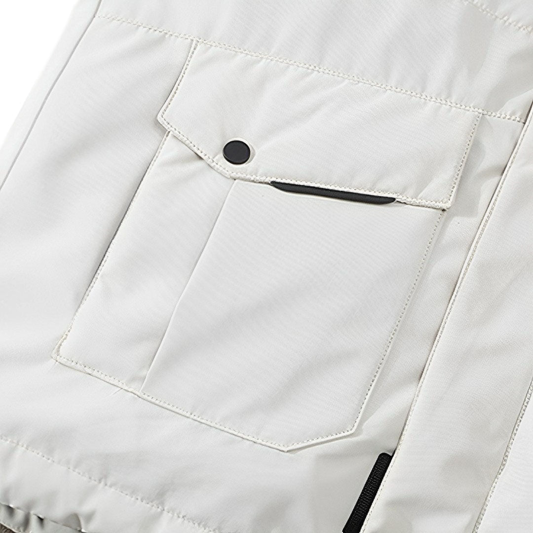 White XL Winter Fur Hooded Down Jacket Stylish Lightweight Quilted Warm Puffer Coat