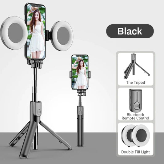 Tragbarer Selfie-Stick mit Stativ und Licht