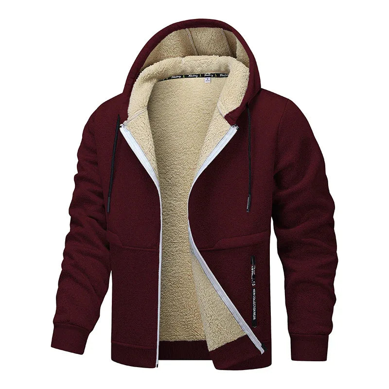 Winter Fleece Sweatshirt Casual Thick Warm Sherpa Lined Hoodie