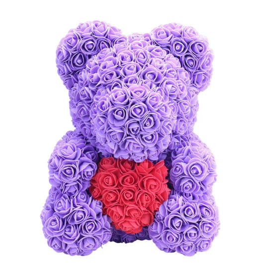 Creative Christmas Rose Doll Holding-Heart Bear Romantic Gift For Lovers Girlfriends Wives