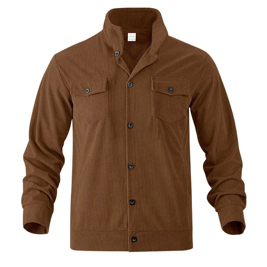 Simple Versatile Multi-Pocket Long Sleeve Stand-Up Collar Jacket Men's Clothing