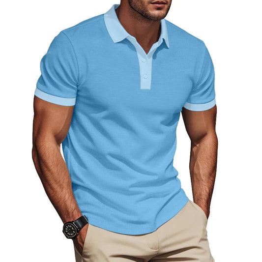 Men's Lapel Color Matching Short Sleeve Polo Shirt Plus Size