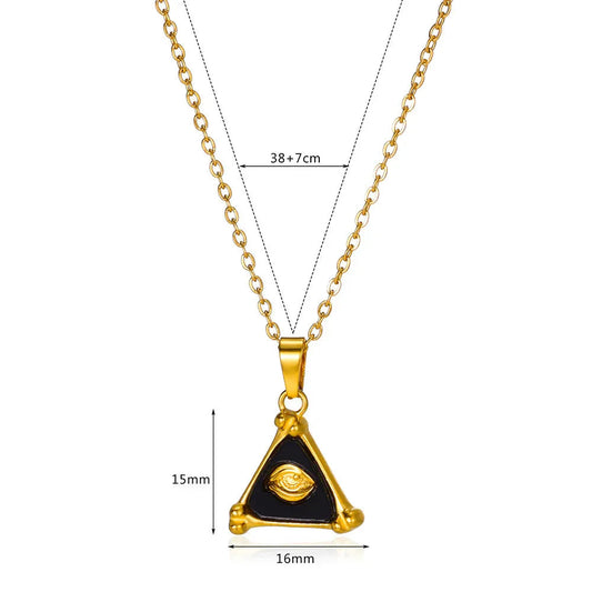 Fashion Triangle 18K Gold Stainless Steel Unisex Necklace