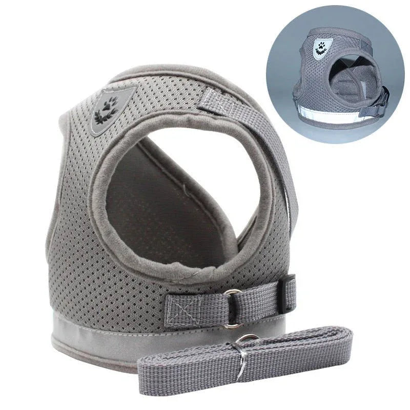 Polyester Reflective & Breathable Pet Dog Harness With Leash