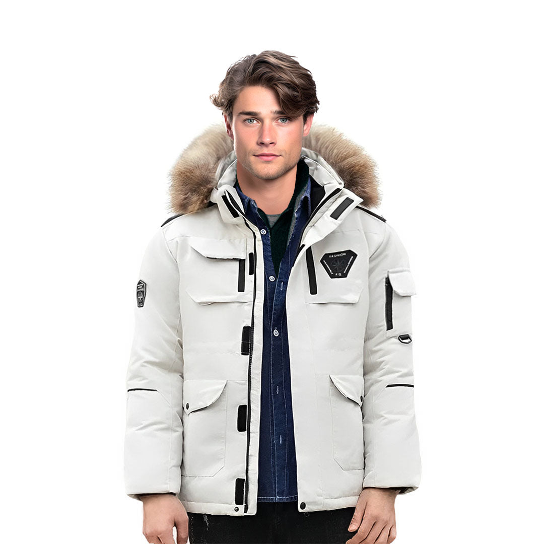 White 2XL Winter Fur Hooded Down Jacket Stylish Lightweight Quilted Warm Puffer Coat