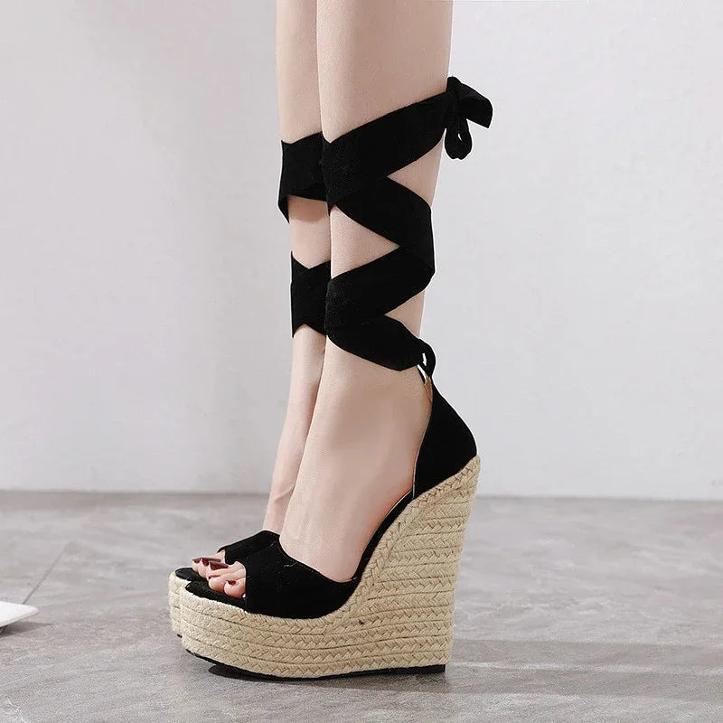 Sandals Women's Summer Slope With Hemp Rope Sole Platform Shoes