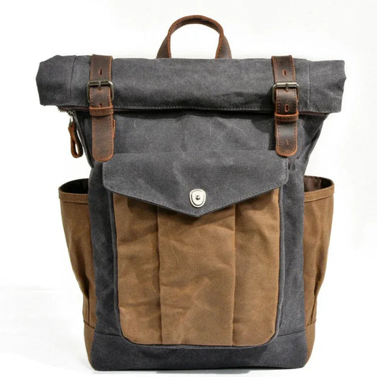 Oil wax Canvas Mountaineering Hiking Camping Bag School Unisex Backpack