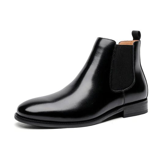 British Retro Chelsea Fleece-Lined Short Boots Men's Leather Shoes