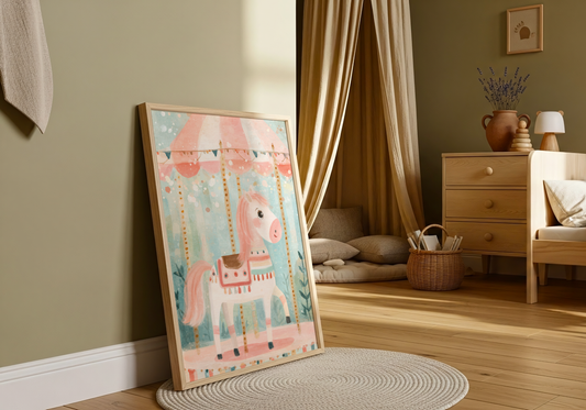 Young Riders - Dreamy Carousel Pony - Horse Art Poster