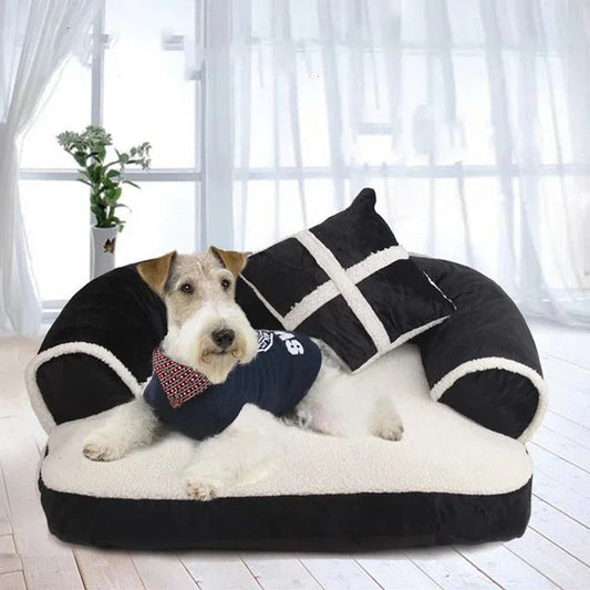 Soft Cat Dog Pet Bed Warm Comfortable Sofa With Pillow