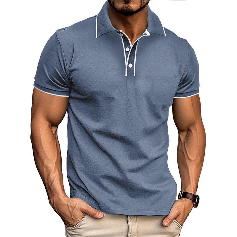 European And American Style Men's Clothing Short Sleeve Lapel Jacquard Shirt