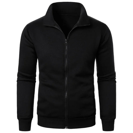 Stand Collar Cardigan Zipper Fleece Thickened Sweater Threaded Cuff Casual Sweatshirt