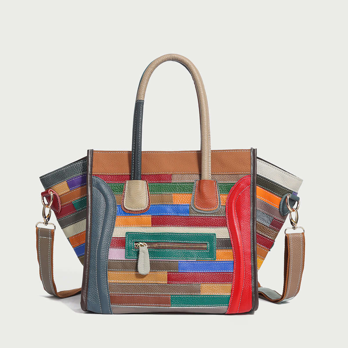 Abstract Linear Top Handle Bag-0