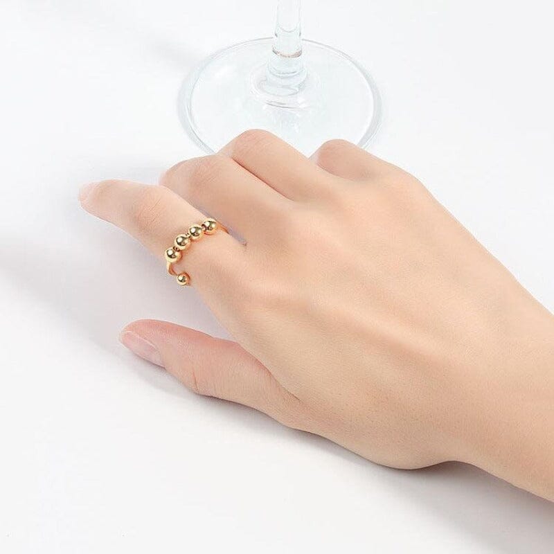 Antistressring – Elegant Fidgetring med Roterande Pärlor