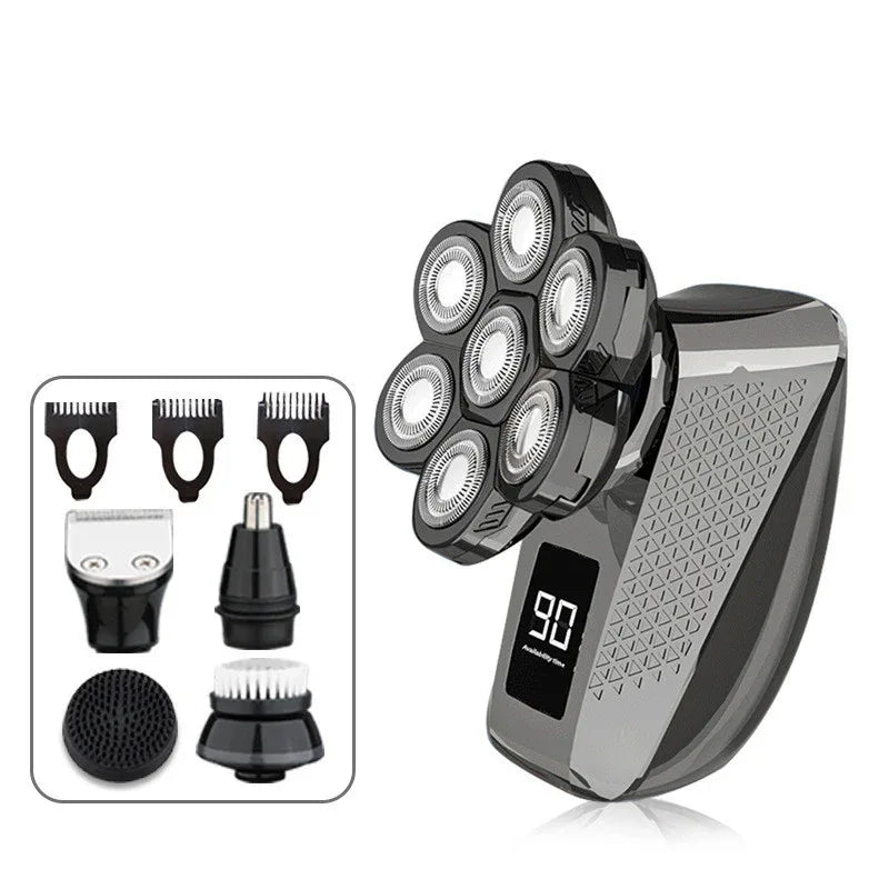 Men's 7D Independently 7 Cutter Floating Heads Shaver Waterproof Electric Razor Multifunctional USB Charging Trimmer