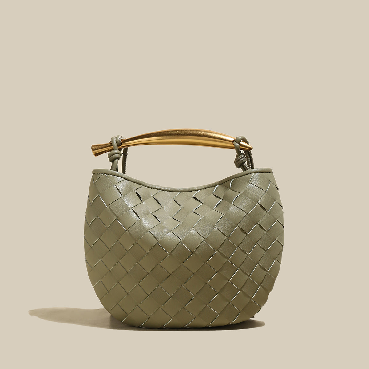 Italian Life Woven Shoulder Bag with Sculptured Handle-2