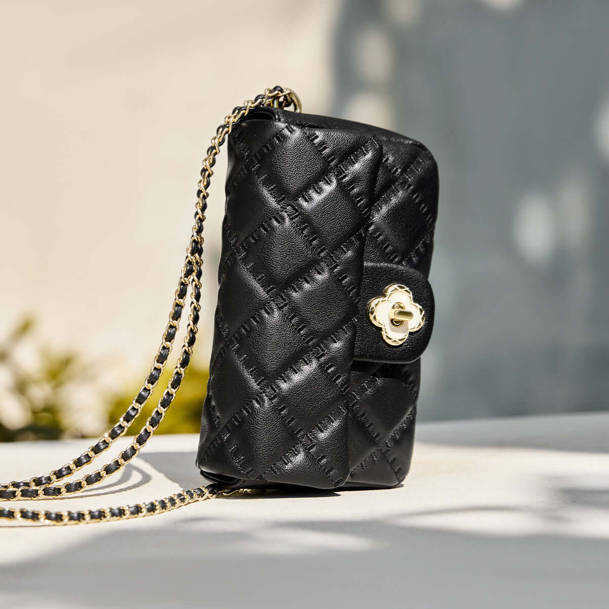 Karina Black Quilted Shoulder Bag-3