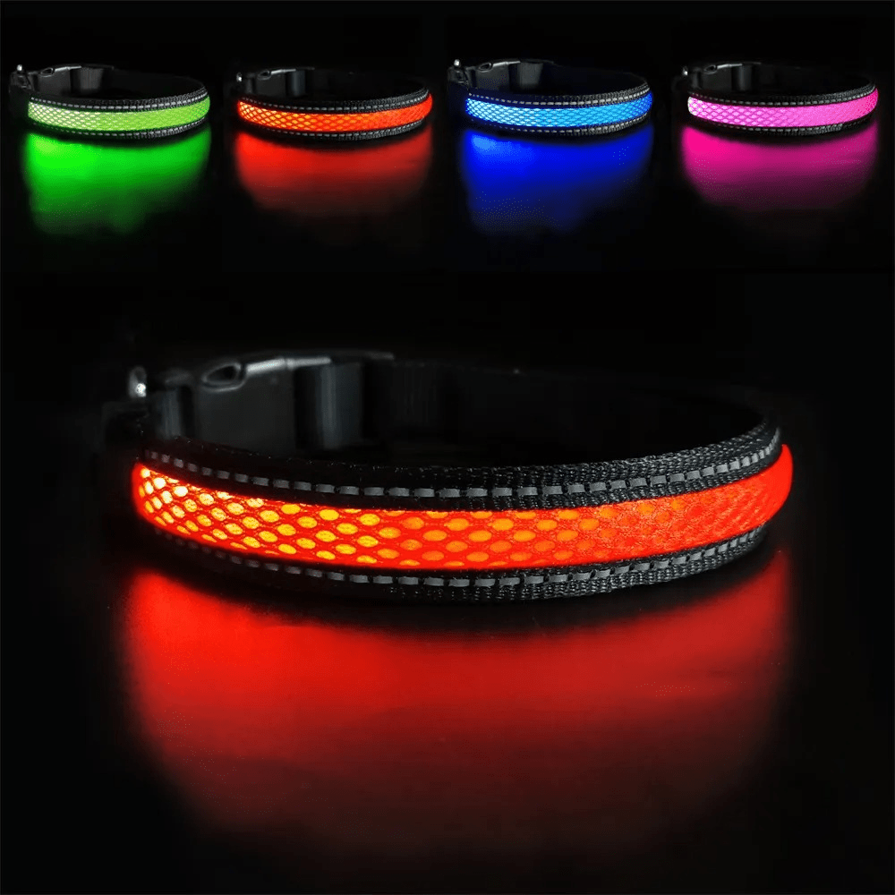LED Säkerhetshalsband Hund – Synlig i Mörker & Regn