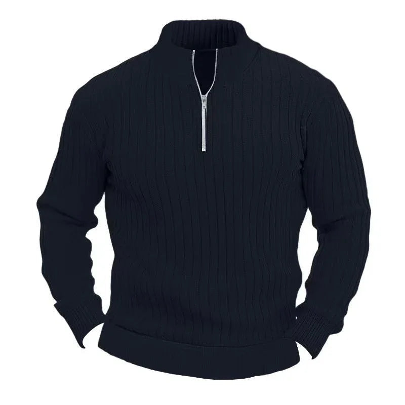 Leisure Pullover Solid Color Stand Collar Long Sleeve Men's Sweaters