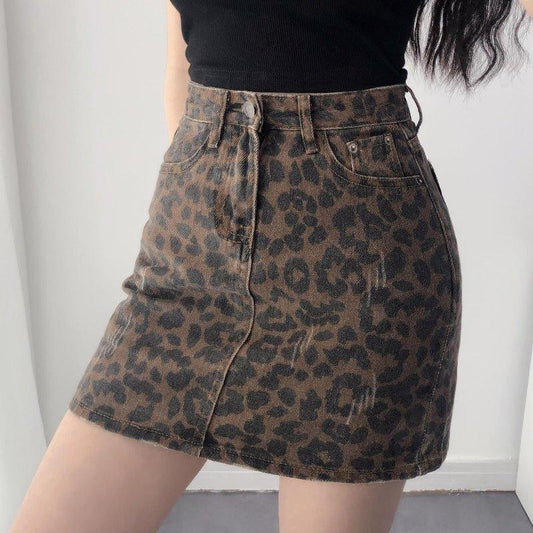 Leopard Print Slimming Sheath Retro A-Line Skirt