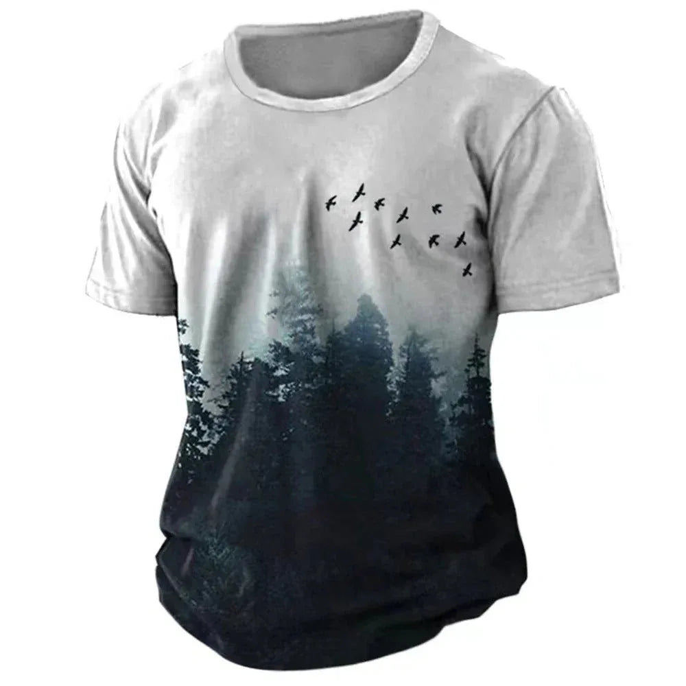 Men's Casual Loose Fit Short Sleeve T-Shirt With  Round Neck
