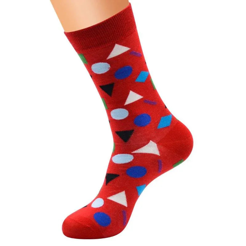 Men's Funny Cotton Socks With Geometric Shapes
