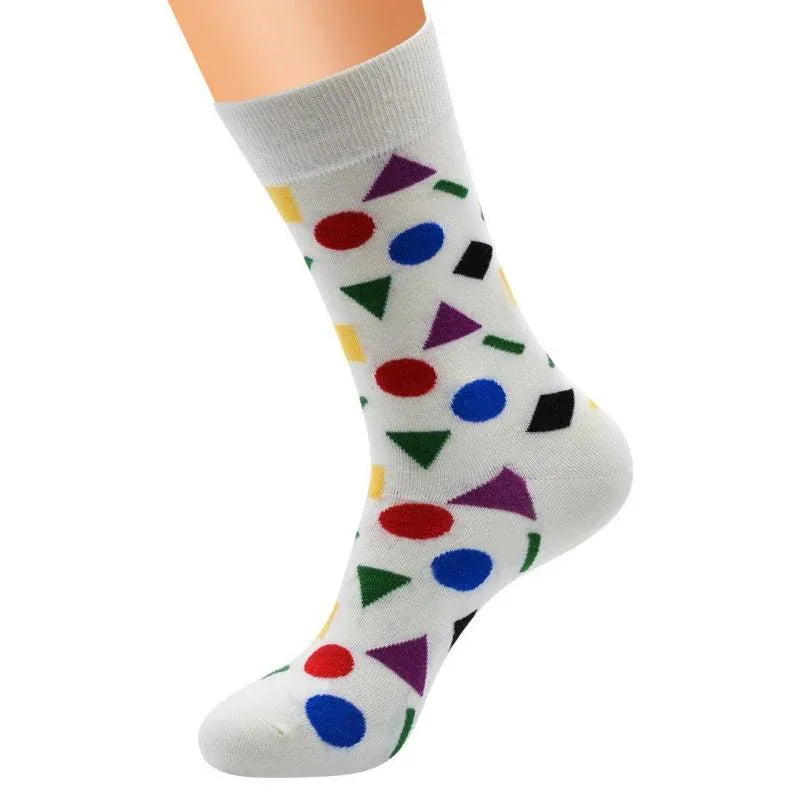 Men's Funny Cotton Socks With Geometric Shapes
