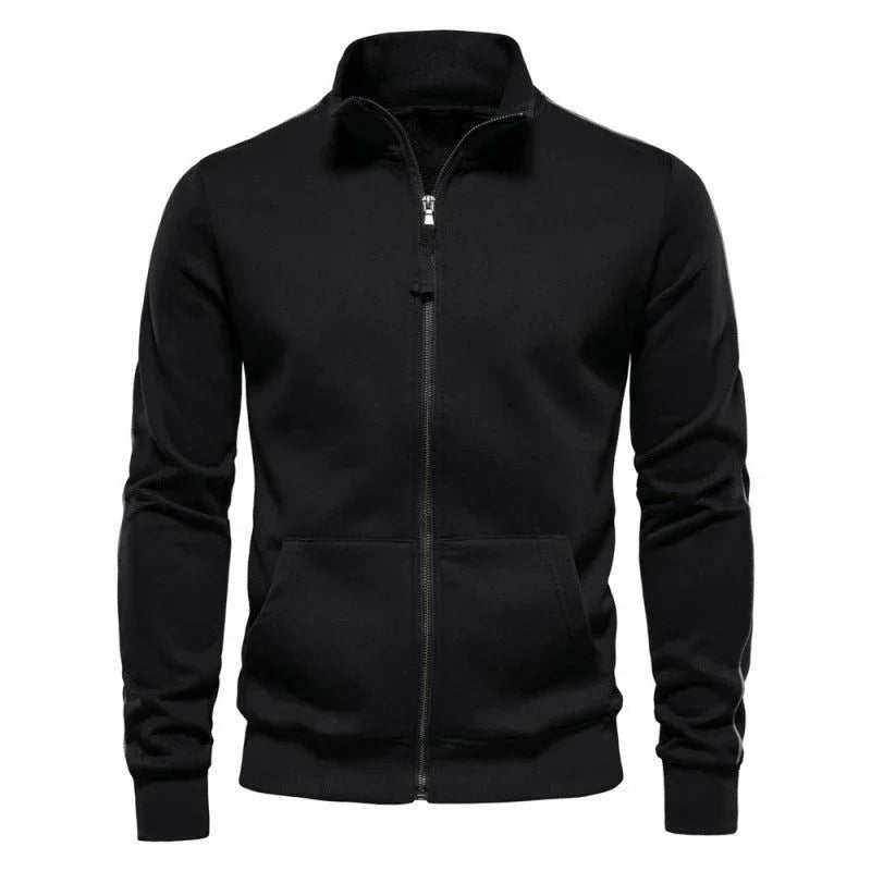 Men's Stand Collar Long-Sleeve Zipper Sweatshirt Sweaters