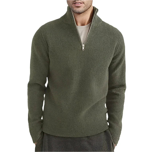 Men's Thickened Warm Zip Collar Sweater