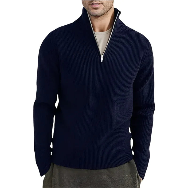 Men's Thickened Warm Zip Collar Sweater
