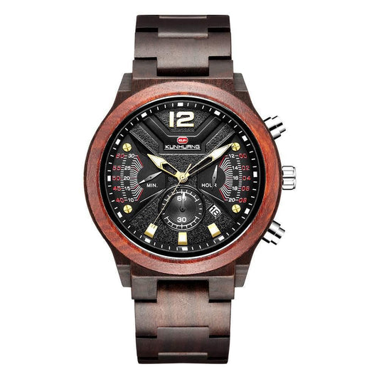 Men's Wooden Sports Quartz Movement Chronograph Watch