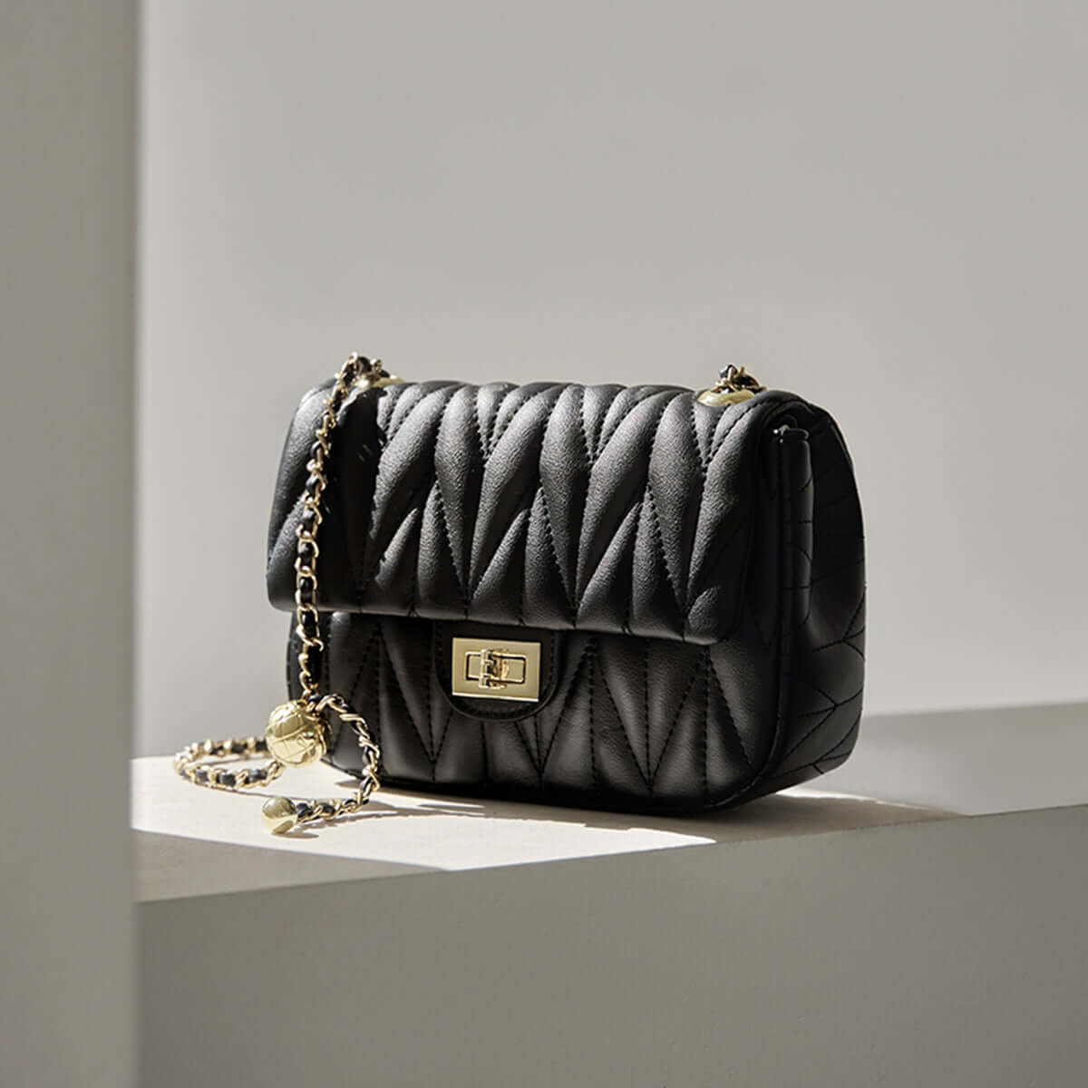 Penthouse Black Quilted Shoulder Bag-1