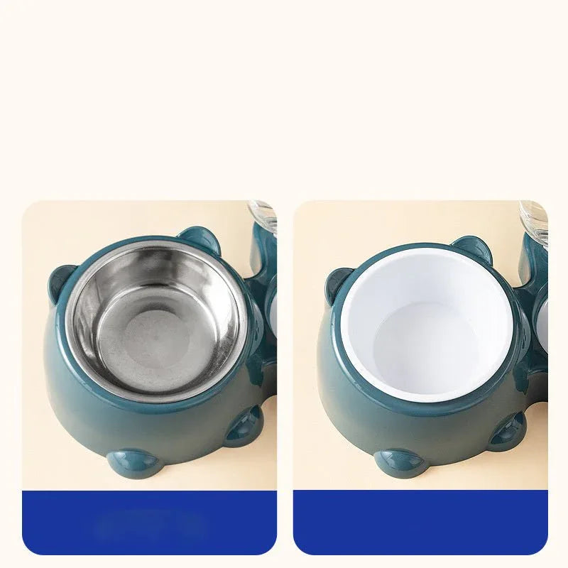 Pet Double Cat Dog Food And Water Bowl
