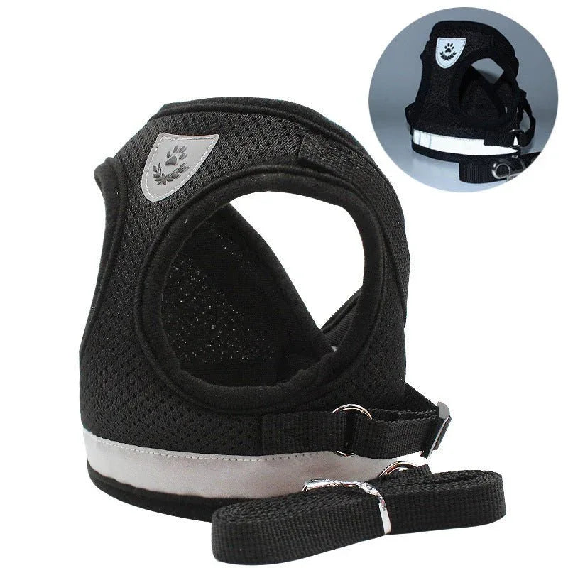 Polyester Reflective & Breathable Pet Dog Harness With Leash