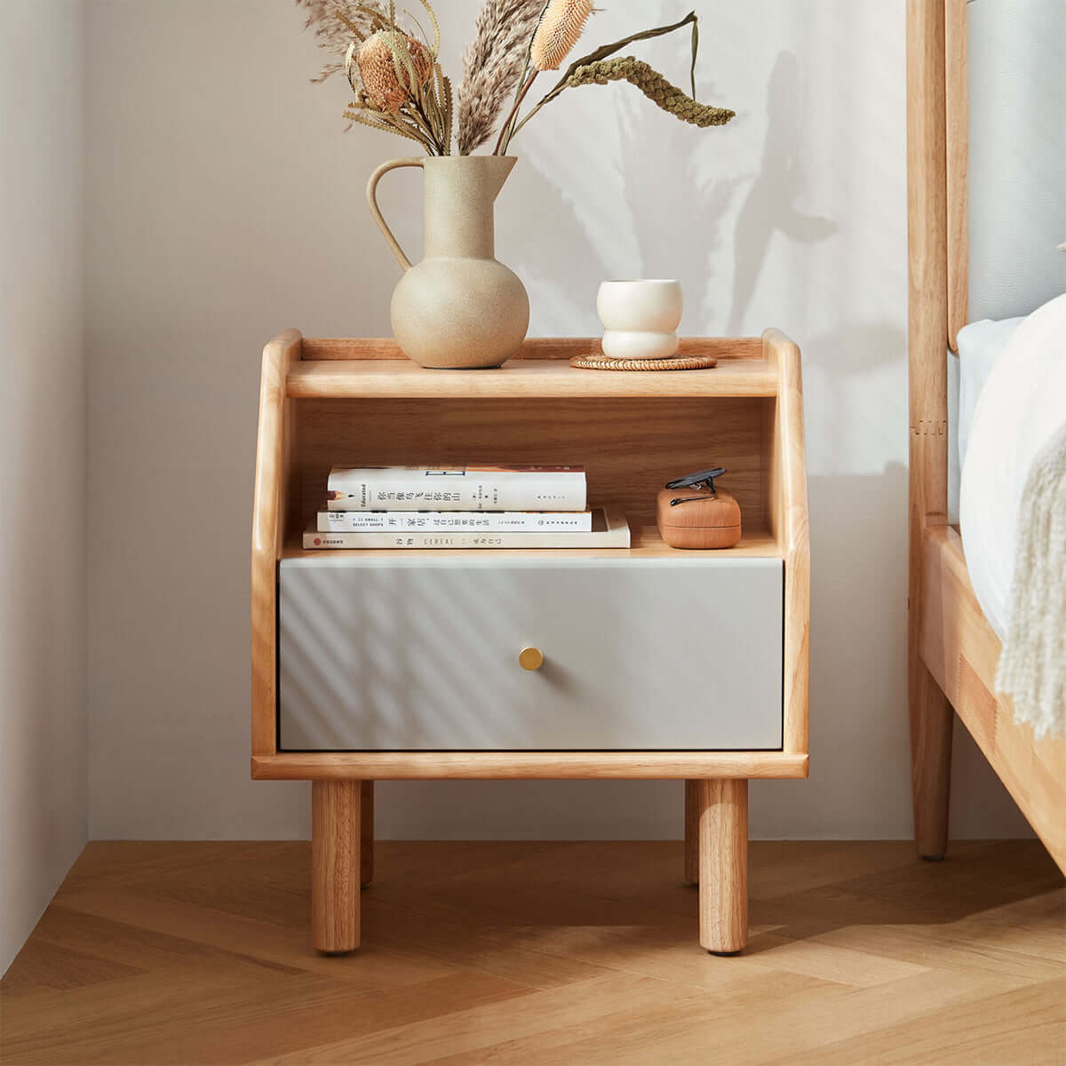 Refreshing Grey Bedside Table-0
