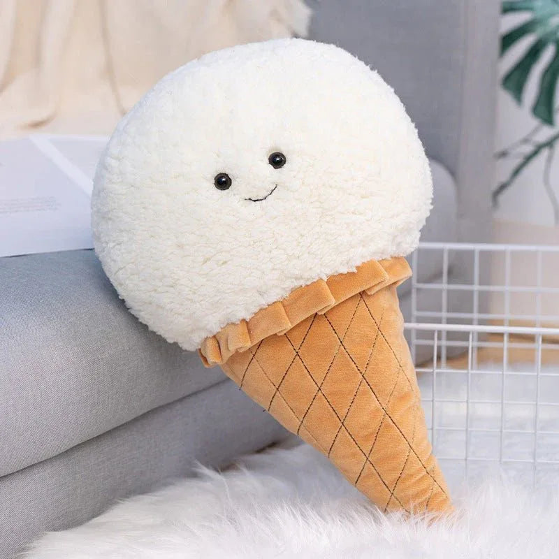 Smiling Ice Cream Cone Pillow Plush Toy