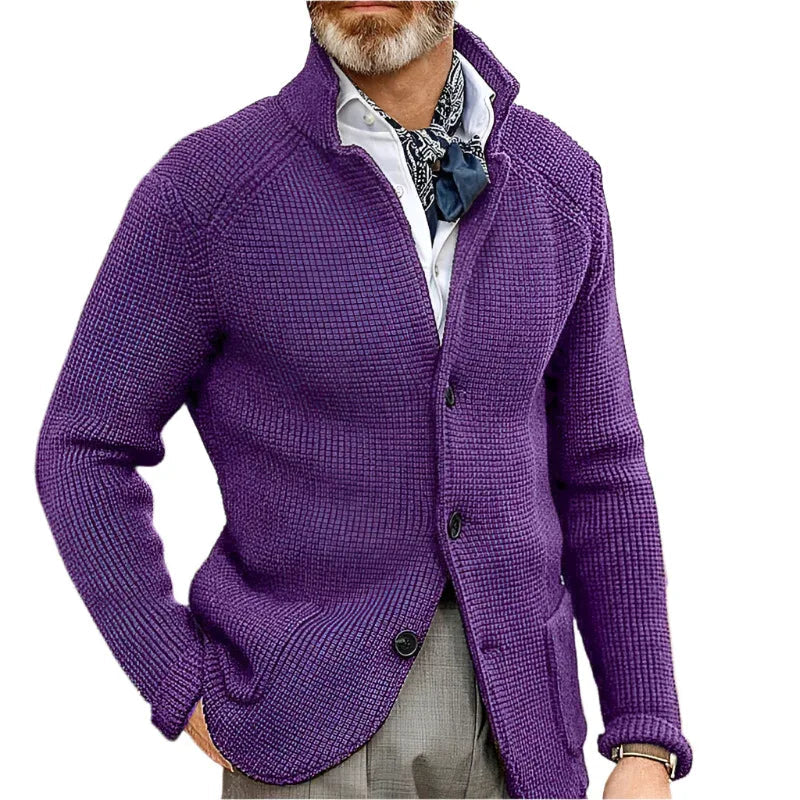Stand Up Collar Cardigan Men Knitted Sweaters