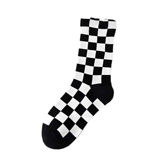 Women's Chessboard Plaid Contrast Color Tube Socks