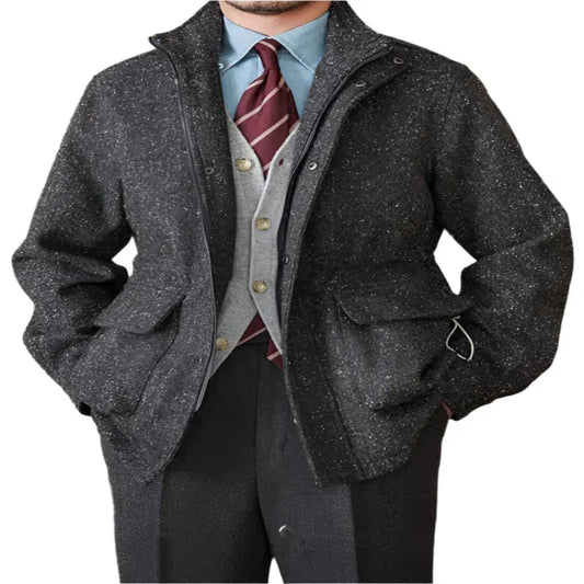 Wool Coat Stand-Up Collar Casual Retro Jacket